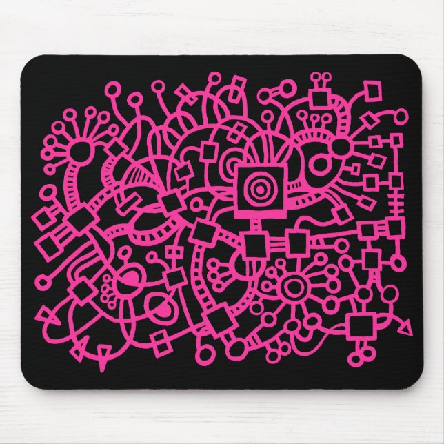 Abstrakte Struktur - Heiß rosa auf schwarz Mousepad (Vorne)