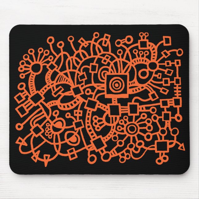 Abstrakte Struktur - Herbstorange auf schwarz Mousepad (Vorne)