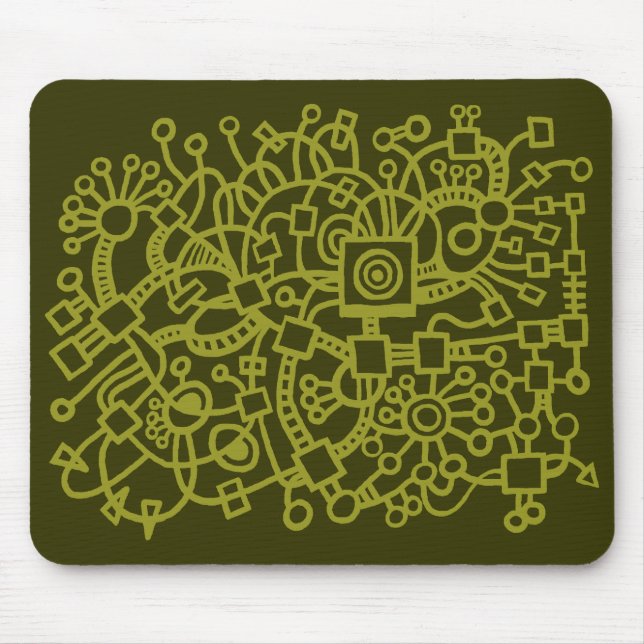 Abstrakte Struktur - Olive on Murky Green Mousepad (Vorne)