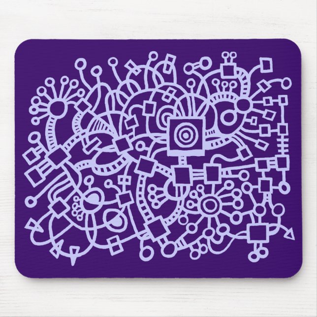 Abstrakte Struktur - Pulverblau auf tiefer Lila Mousepad (Vorne)