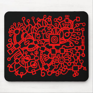 Abstrakte Struktur - rot auf schwarz Mousepad