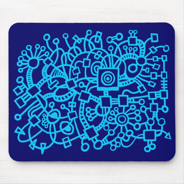 Abstrakte Struktur - Sky Blue on Deep Navy Mousepad (Vorne)