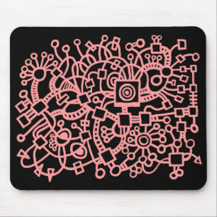 Abstrakte Struktur - Weich rosa auf schwarz Mousepad