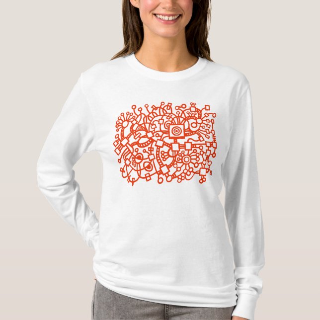 Abstrakte Struktur - Ziegelrot T-Shirt (Vorderseite)