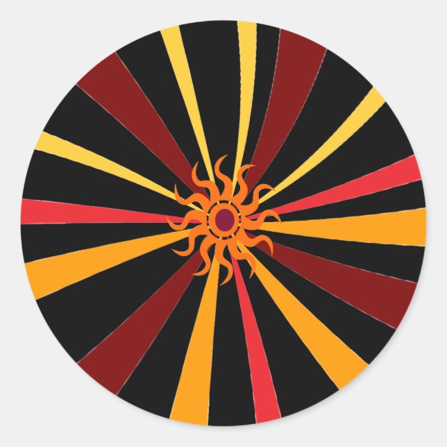 Abstrakte Sun Runder Aufkleber (Vorderseite)
