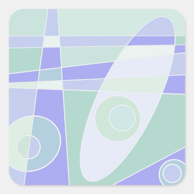 Abstrakte Surfpastel Lila grün Quadratischer Aufkleber (Vorderseite)