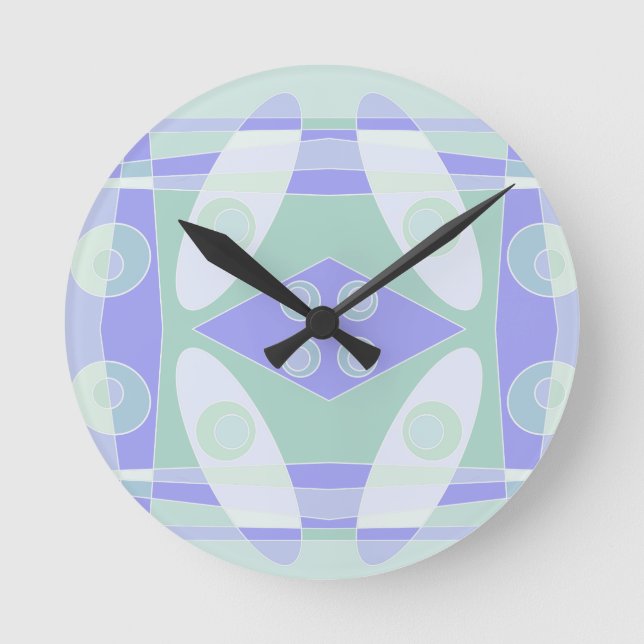 Abstrakte Surfpastel Lila grün Runde Wanduhr (Vorderseite)