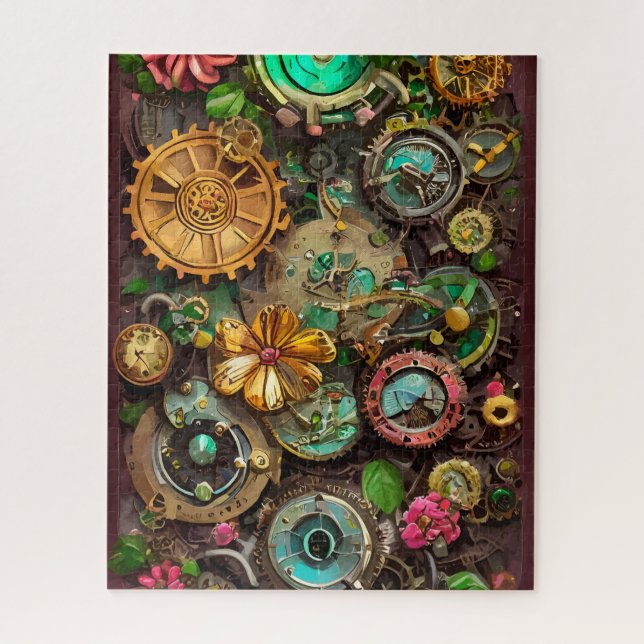 Abstrakte Surreal Gears Blume Steampunk Art (Vertikal)