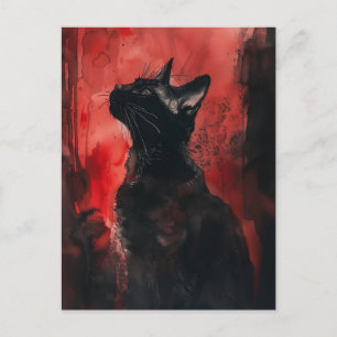 Abstrakte Surreal Porträtmalerei aus Schwarz und R Postkarte