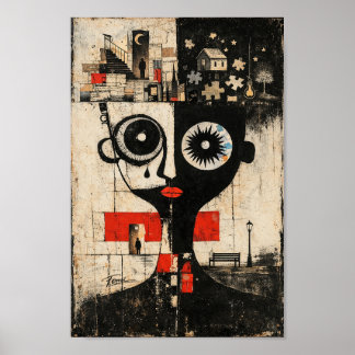 Abstrakte surrealistische Landschaftswandkunst Por Poster