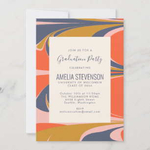 Abstrakte Swirl Retro Farbige Mod Graduierungspart Einladung