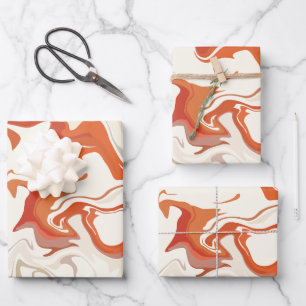 Abstrakte Swirt Art mit Orange & Cream Tones Geschenkpapier Set