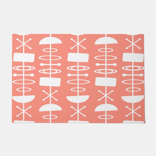Abstrakte Symbole der Atomzeit Lachs Pink Fußmatte (Vorderseite)