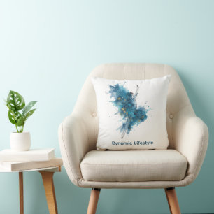 Abstrakte Tänzerin & Gold Ginkgo Blau Ästhetik Kis Kissen