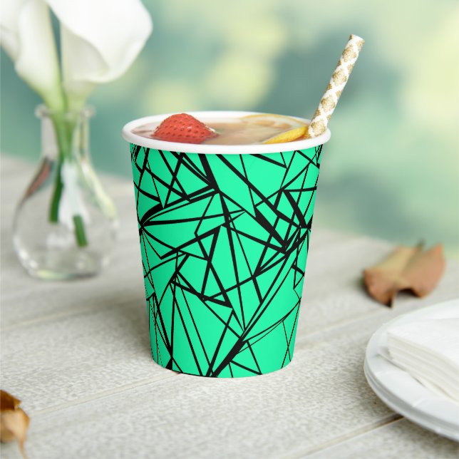 Abstrakte Tasse aus Schwarz und Türkis Pappbecher (In Situ)