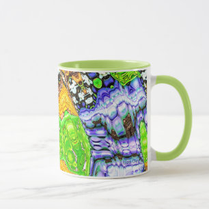 Abstrakte Tasse Blau, Gelb und Grün