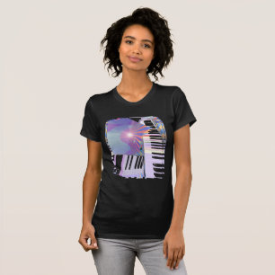 Abstrakte Tastaturen und Streifen T-Shirt