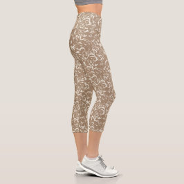 Abstrakte Taupe-Kapri für jeden Anlass Capri Leggings