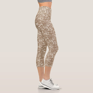 Abstrakte Taupe-Kapri für jeden Anlass Capri Leggings