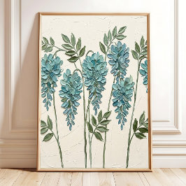 Abstrakte Teal Wisteria Minimalistische Wandkunst  Poster