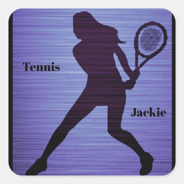 Abstrakte Tenniskleber mit Namen Quadratischer Aufkleber (Vorderseite)