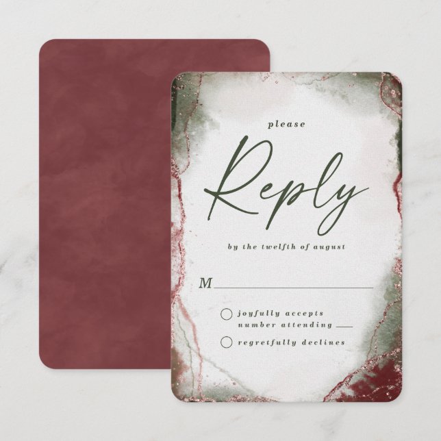 Abstrakte Terra Rosa Wedding RSVP Antwortkarte (Vorne/Hinten)