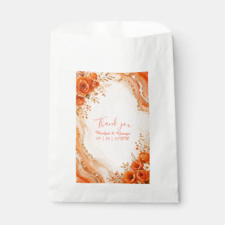 Abstrakte Terrakotta-Orangen-Fluid-Marmor-Hochzeit Geschenktütchen