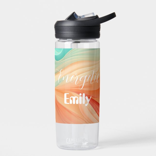 Abstrakte Terrakotta und Jadegrün Trinkflasche (Links)