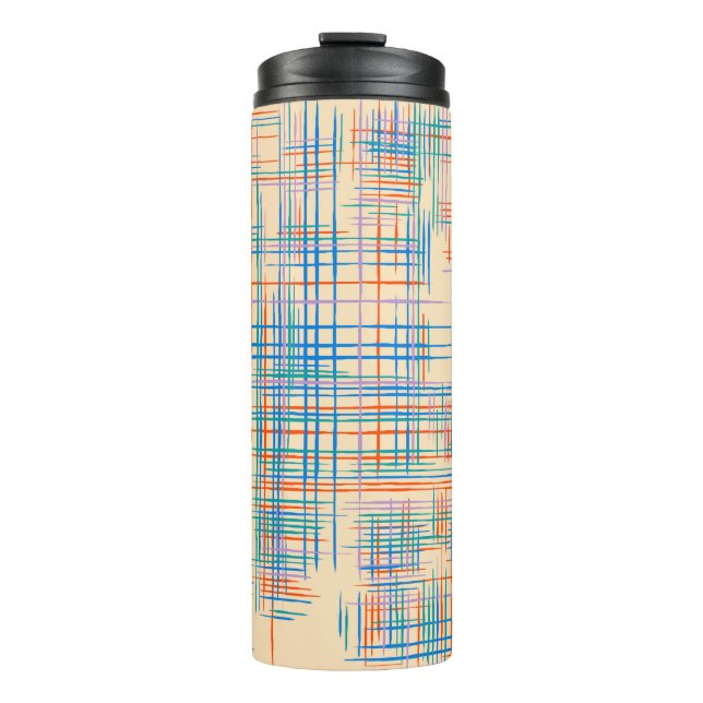 Abstrakte Textur mit Kreuzstreifen. Modern Pat Thermosbecher (Vorderseite)