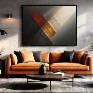 Abstrakte Texturierte Diagonale Rot Gold Leinwanddruck