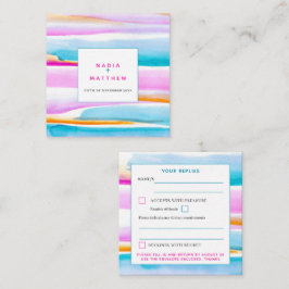 Abstrakte Tidal-Linien Rosa blaue Hochzeitskarte Begleitkarte