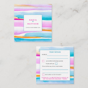 Abstrakte Tidal-Linien Rosa blaue Hochzeitskarte Begleitkarte