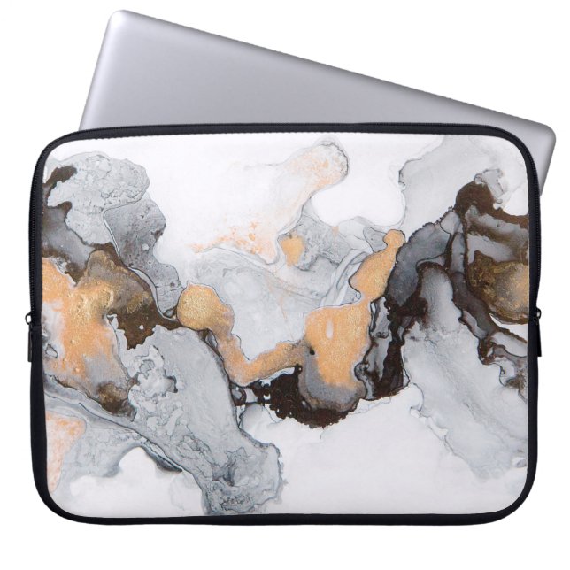Abstrakte Tinte und Acryluntergrund. Trend 2018. L Laptopschutzhülle (Vorderseite)