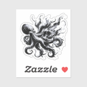 Abstrakte Tintenflüssigkeit Oktopus Kraken Aufkleber