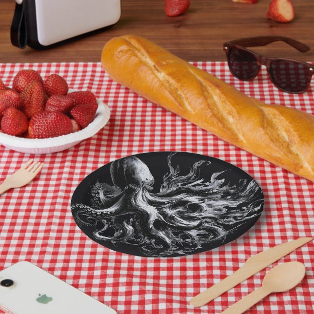 Abstrakte Tintenlösung Kraken Pappteller (Picknick)