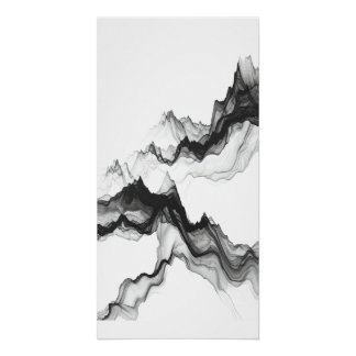 Abstrakte Tintenwasch-Gebirgskamm-Landschaft, ruhi Poster