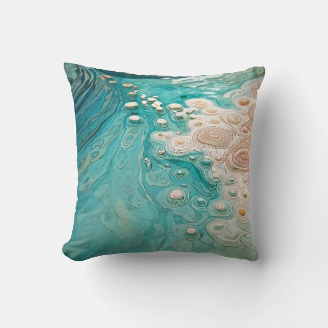 Abstrakte topografische Ozeankunst Kissen (Vorderseite)