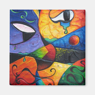 Abstrakte Tränen laufen über Magnet