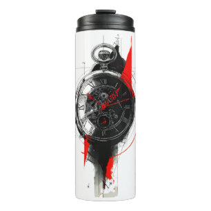 Abstrakte Trash-Polka-Taschenuhr-Thermal-Tumbler Thermosbecher