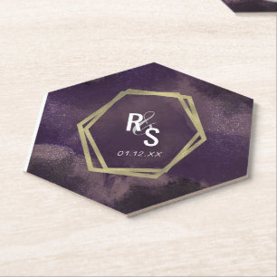 Abstrakte Träume Lila Faux Gold Splash Hochzeit Untersetzer