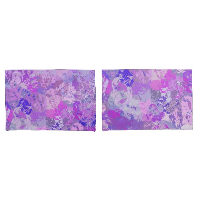 Abstrakte trendige Camouflage Rosa Lila Blau Kissenbezug (Vorderseite-Set)