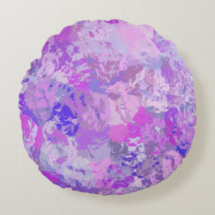 Abstrakte trendige Camouflage Rosa Lila Blau Rundes Kissen
