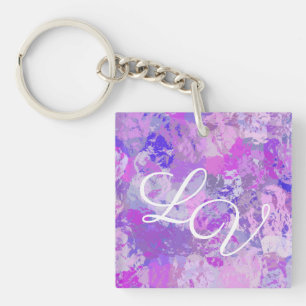 Abstrakte trendige Camouflage Rosa Lila Blau Schlüsselanhänger
