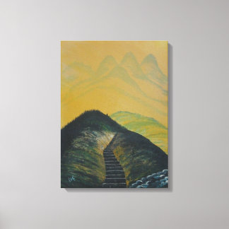 Abstrakte Treppe zum koreanischen Traumgelben Berg Leinwanddruck