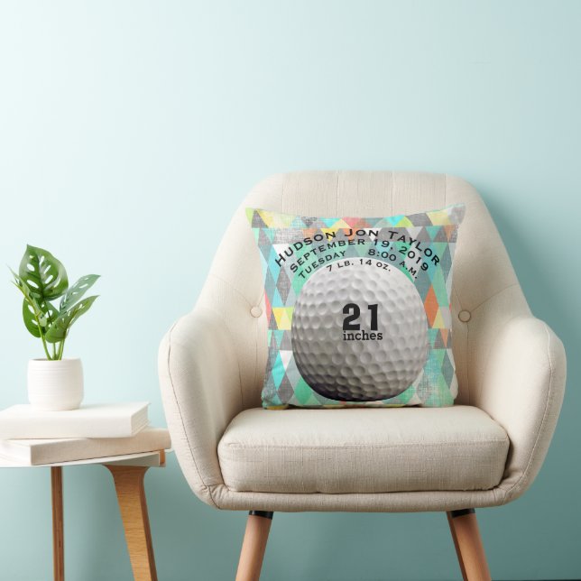 Abstrakte Triangle Golf Ball Boys Geburtsrekord Kissen (Stuhl )