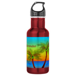 Abstrakte Tropical Life Palm Silhouette Hängematte Edelstahlflasche