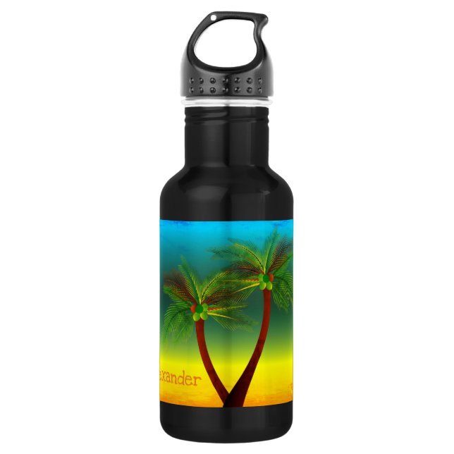 Abstrakte Tropical Life Palm Silhouette Hängematte Edelstahlflasche (Vorderseite)