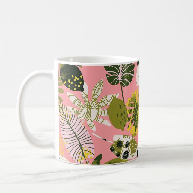 Abstrakte tropische Blätter Muster Kaffeetasse (Links)