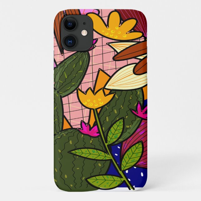 Abstrakte tropische Blätter und Blume Case-Mate iPhone Hülle (Rückseite)