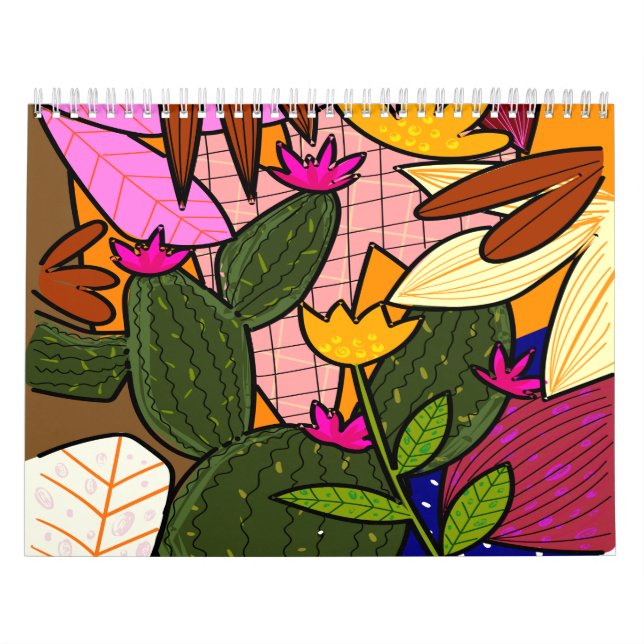 Abstrakte tropische Blätter und Blume Kalender (Titelbild)